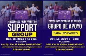 English and Spanish Flyers for Crossroads Youth Parenting Support Group