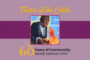 Mural depicting Adrian L. Ford of Fitchburg, civil rights icon holding a flame in his extended hand
